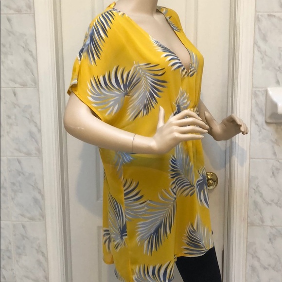 YELLOW WITH LEAVES TUNIC TOP - Picture 6 of 8